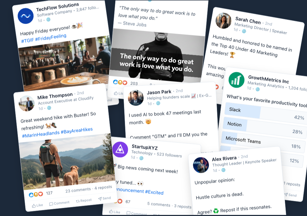 Noisy LinkedIn feed with random posts